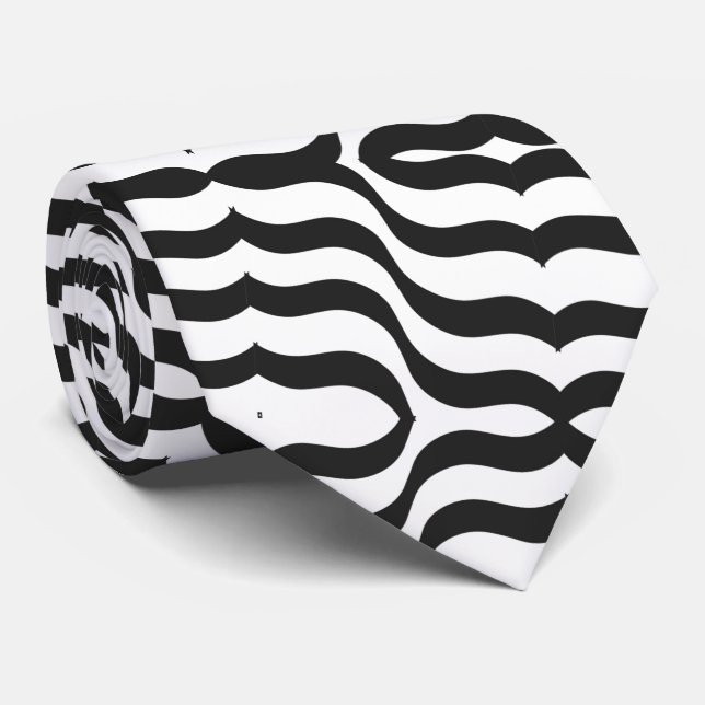 Cravate noir + blanc zèbre rayure motif moderne (Roulé)