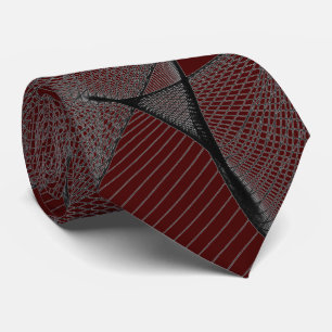 Cravate Noir Cerisier Garnet Rouge & gris argent "Spider W