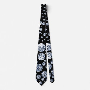 Cravate Noir cristal argenté