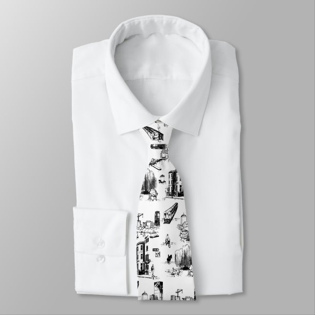 Cravate noir et blanc de Boston Toile (Attaché)