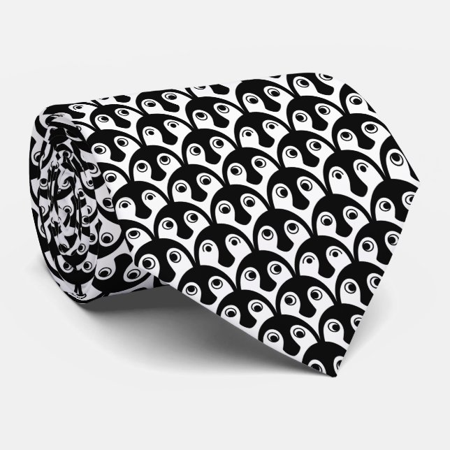 Cravate noir et blanc de parade de pingouins (Roulé)