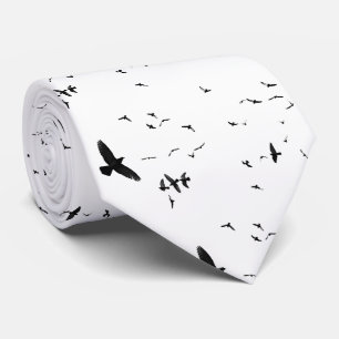 Cravate noir et blanc des oiseaux volants