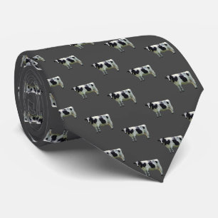 Cravate Noir et blanc Holstein Vache gris noir