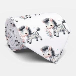 Cravate Noir et blanc moderne Kawaii Cute Zebras