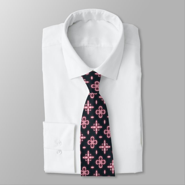 Cravate Noir et rose (Attaché)