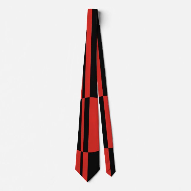 Cravate Noir rouge cercle moderne rayures positives négati (Devant)