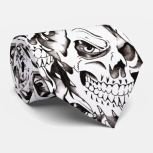Cravate Noir squelettique éffrayant de visage de motif