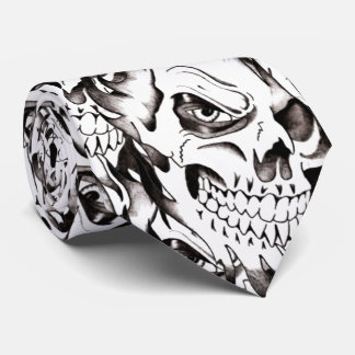 Cravate Noir squelettique éffrayant de visage de motif