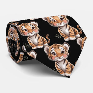 Cravate noir tigre doux et souriant