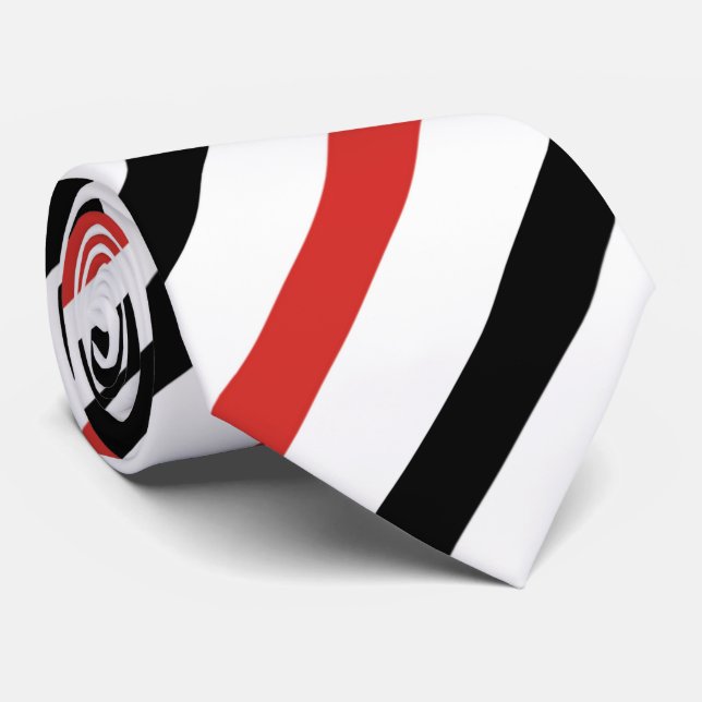 Cravate noire blanche rouge de motif de rayure (Roulé)