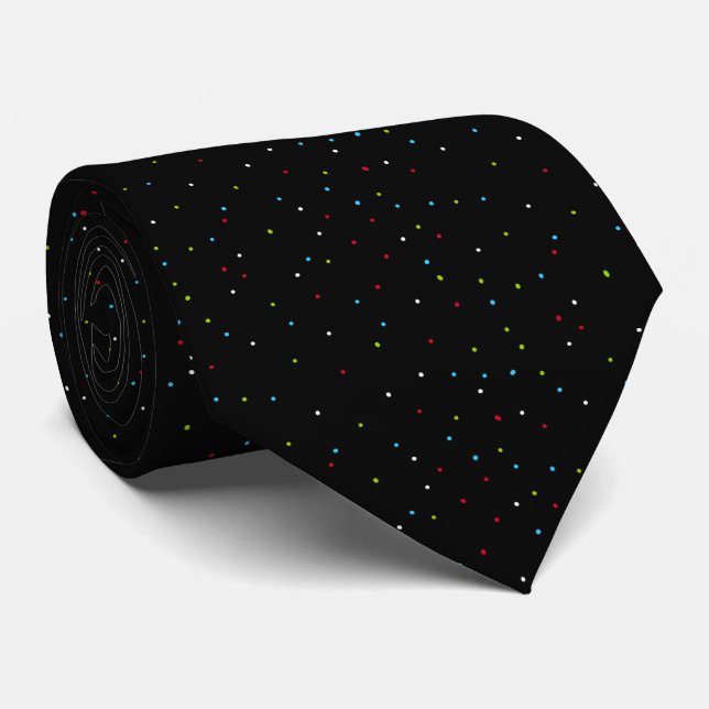 Cravate noire de petites taches lumineuses (Roulé)