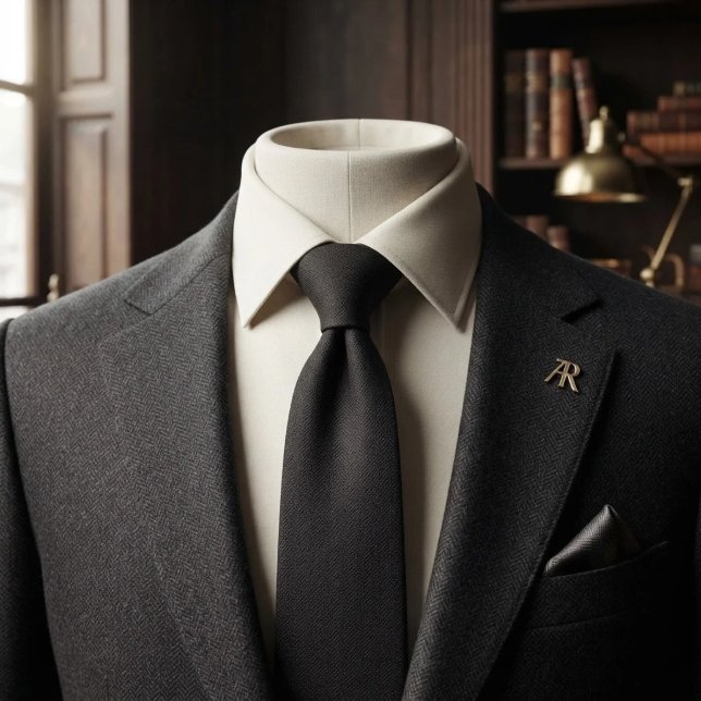 Cravate noire en herringbone discrète (Créateur téléchargé)