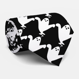 Cravate noire et blanche de Halloween de fantômes