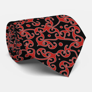 Cravate noire et rouge de motif tribal géométriq