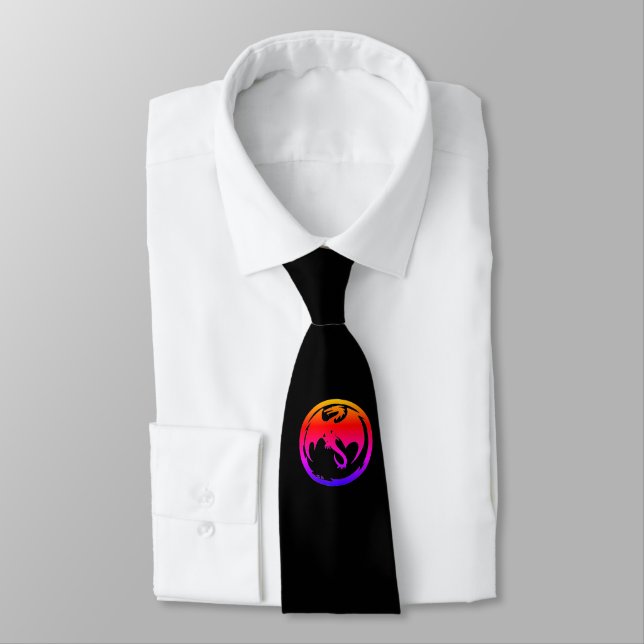 cravate noire Neon Dragon (Attaché)