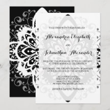 Cravate Noire romantique Invitations de mariage