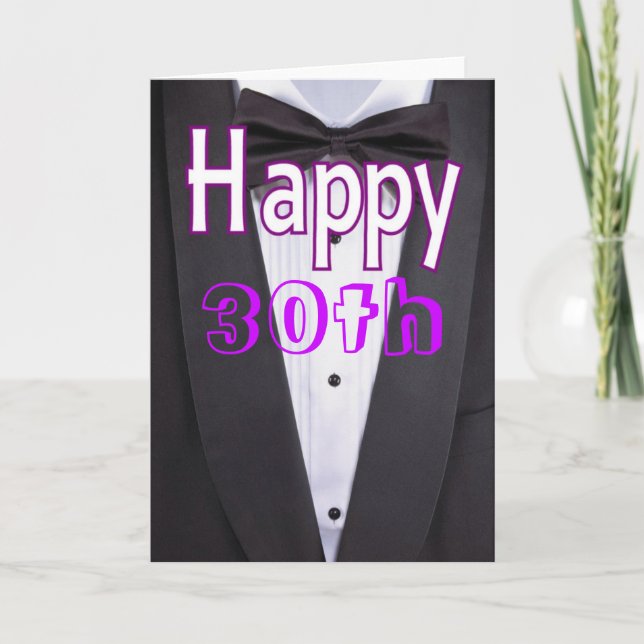 Cravate noire tuxedo joyeuse carte d'anniversaire (Devant)