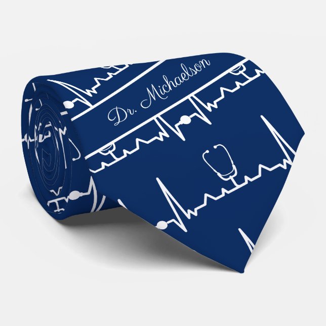 Cravate Nom du médecin Médicale Cardiogramme Cardiogramme  (Roulé)