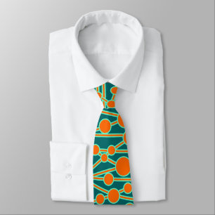 Cravate Nombreuses routes II Orange & Turquoise sur Turquo