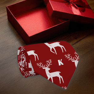 Cravate Nordique Deer Maroon Personnaliser Initiale