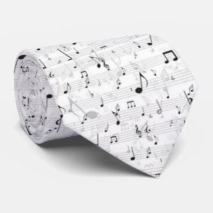 Cravate Note de musique noire et blanche