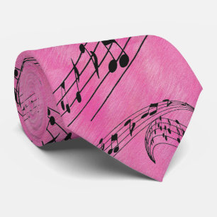 CRAVATE NOTES DE MUSIQUE-ROSE-CRAVATE