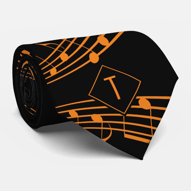 Cravate NOTES MUSICALES ÉTIQUETTES| Monogramme (Roulé)