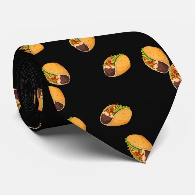 Cravate Nourriture Mexicaine Amoureux Fun de Taco (Roulé)