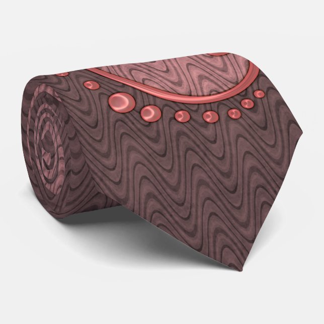 Cravate Nouveau rose rétro et monogramme Brown (Roulé)