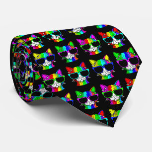 Cravate Nouveauté Très Cool Rainbow Cat Motif