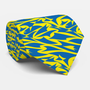 Cravate Novelty Abstrait Geo Azure Blue & Yellow