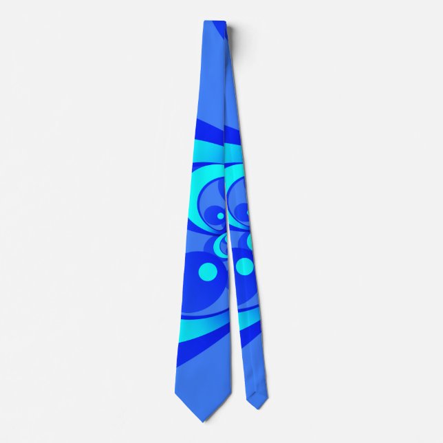 Cravate Nuances de bleu moderne art fractal Abstrait (Devant)