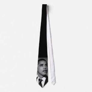 Cravate Obama noir/cravate blanche - customisée