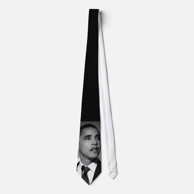 Cravate Obama noir/cravate blanche - customisée (Devant)