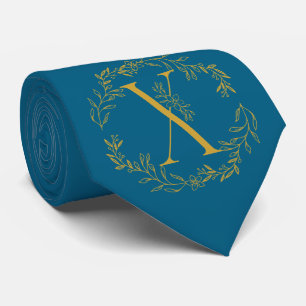 Cravate Océan Bleu Couleur Monogramme Groomsmen