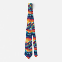 Cravate Ocean Sunset Waves Neck Tie