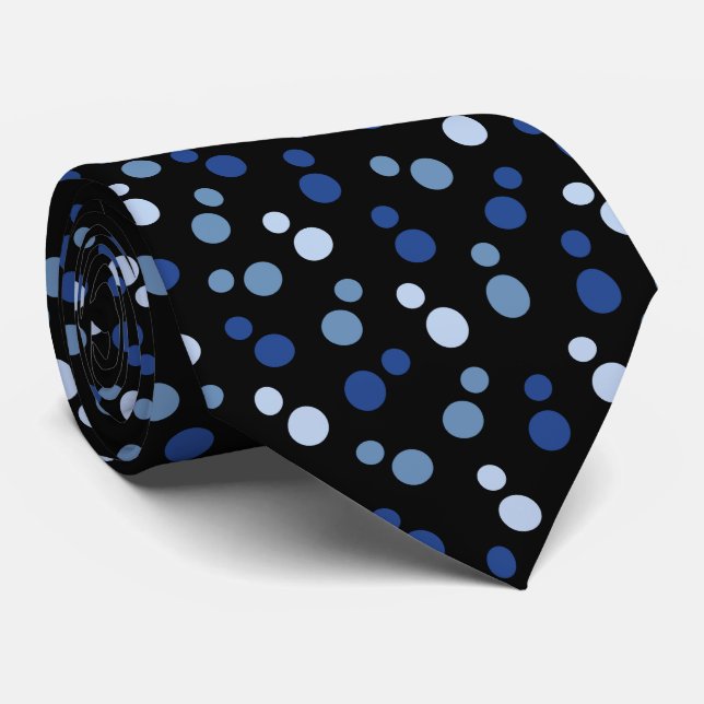 Cravate Océan Thème nautique Bleu Noir (Roulé)