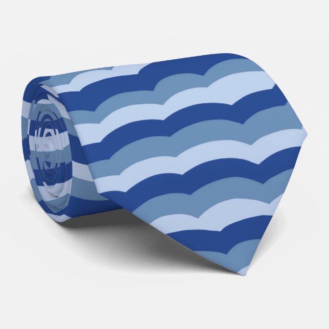 Cravate Ocean Wave Thème nautique Bleu (Roulé)