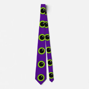 Cravate Oeil de monstre vert et violet amusant