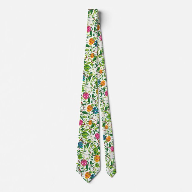Cravate Oeufs De Pâques Et Fleurs De Printemps Motif (Devant)