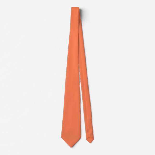 Cravate officiel couleur orange corail solide (Devant)