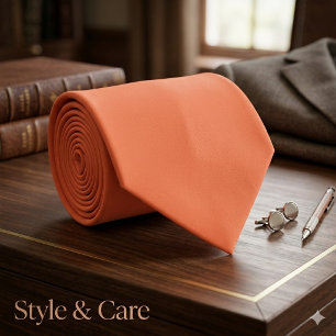 Cravate officiel couleur orange corail solide