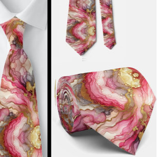 Cravate officielle   Marbre rose et or