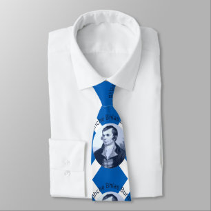Cravate Oidhche Bhlas Burns Gaélique Bleu Et Saltire
