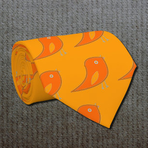 Cravate oiseau rétro en orange