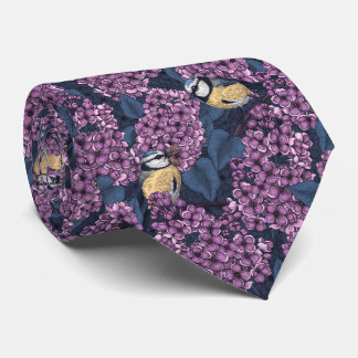 Cravate Oiseaux dans le jardin violet lilas