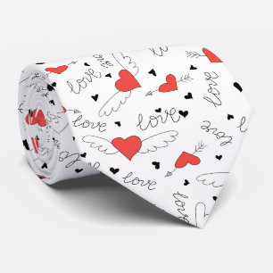 Cravate Oiseaux de l'amour de la Saint-Valentin motif cœur