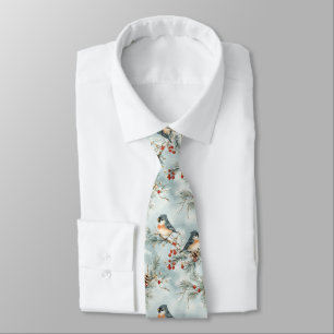 Cravate Oiseaux d'hiver Motif avec Pinecones et neige