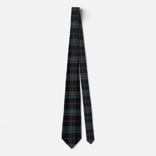 Cravate Olive foncé, Bourgogne, Tartan Noir Plaid Motif