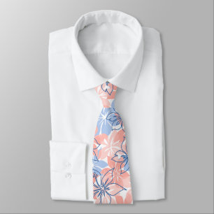 Cravate Olowalu Hibiscus Hawaïen Camo - Corail